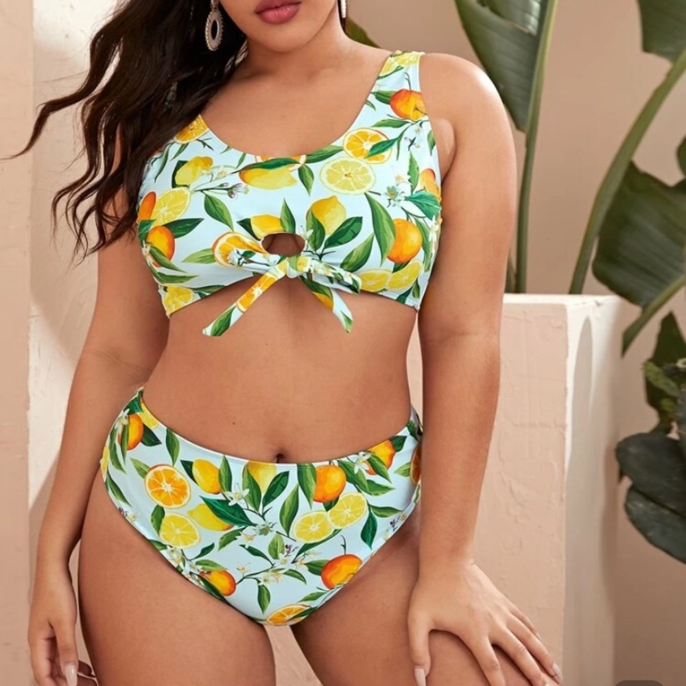 SHEIN Fruit Print High Waist Bikini